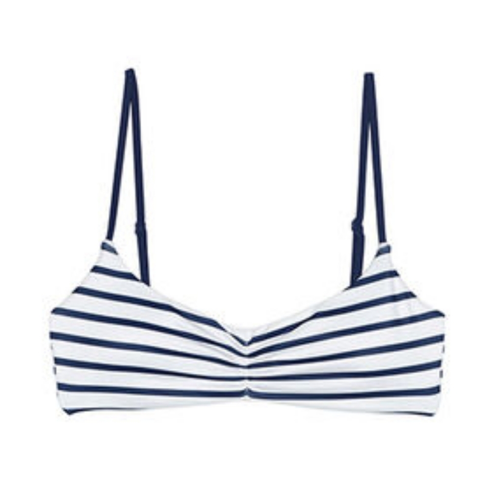 Land's End White And Blue Stripe Bikini Top